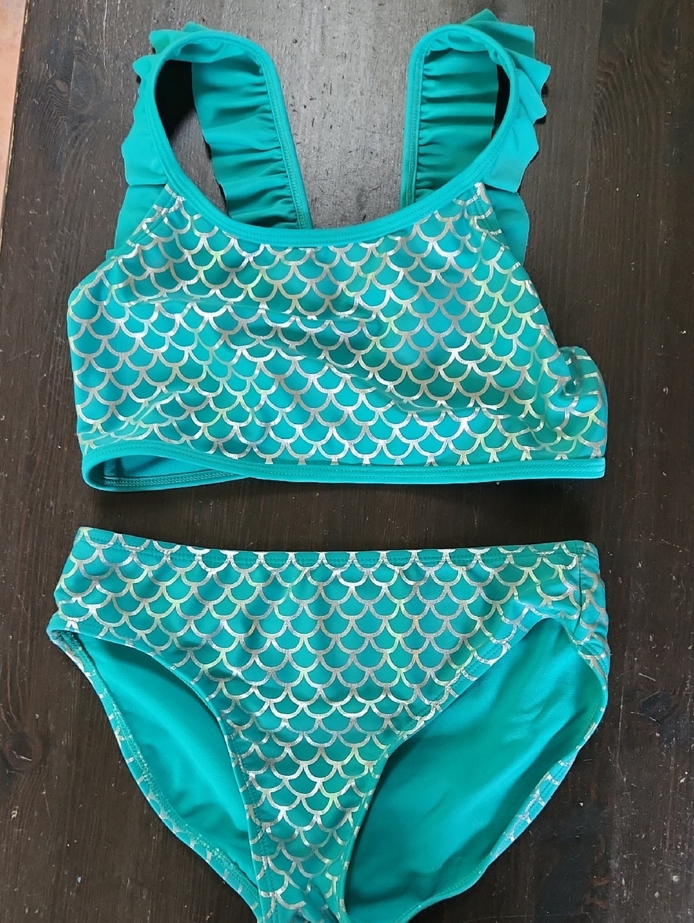 More Than Magic Green/Gold Mermaid-Scale Bikini Set